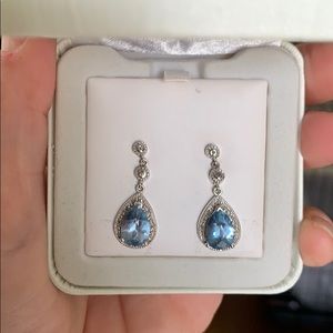 Lab created blue gemstone earrings